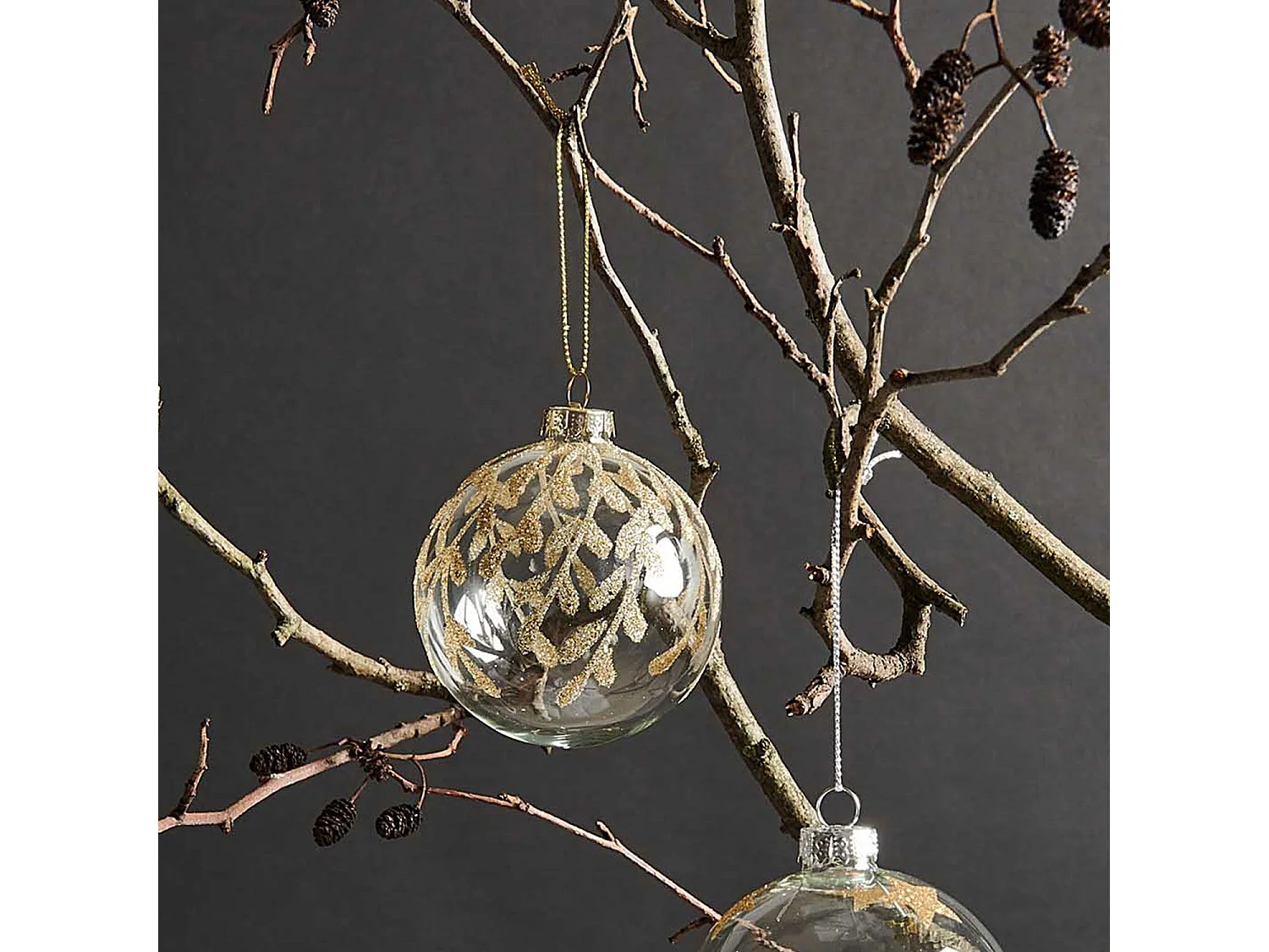 Adorno navideño de cristal follaje dorado Ø 8 cm