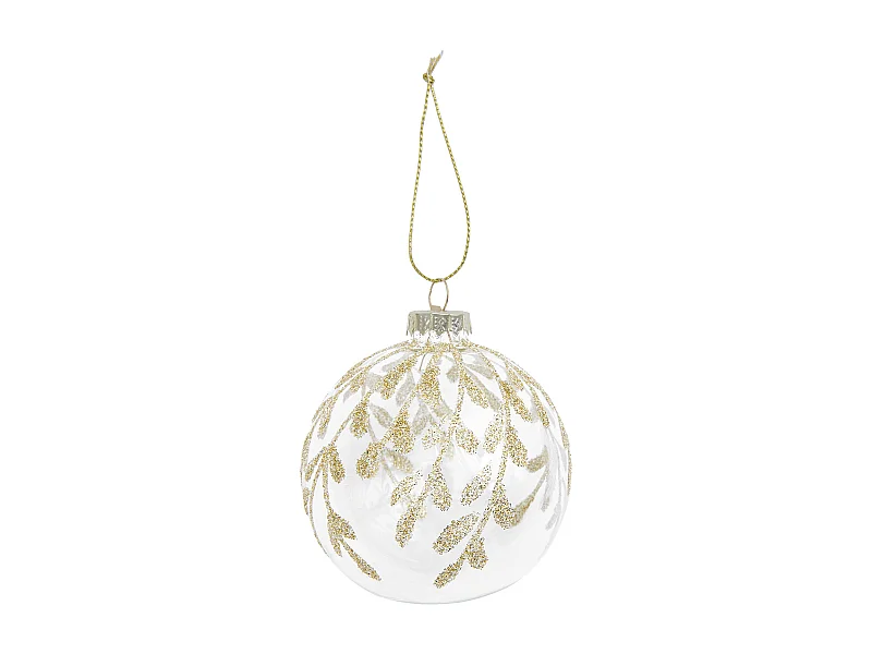 Adorno navideño de cristal follaje dorado Ø 8 cm