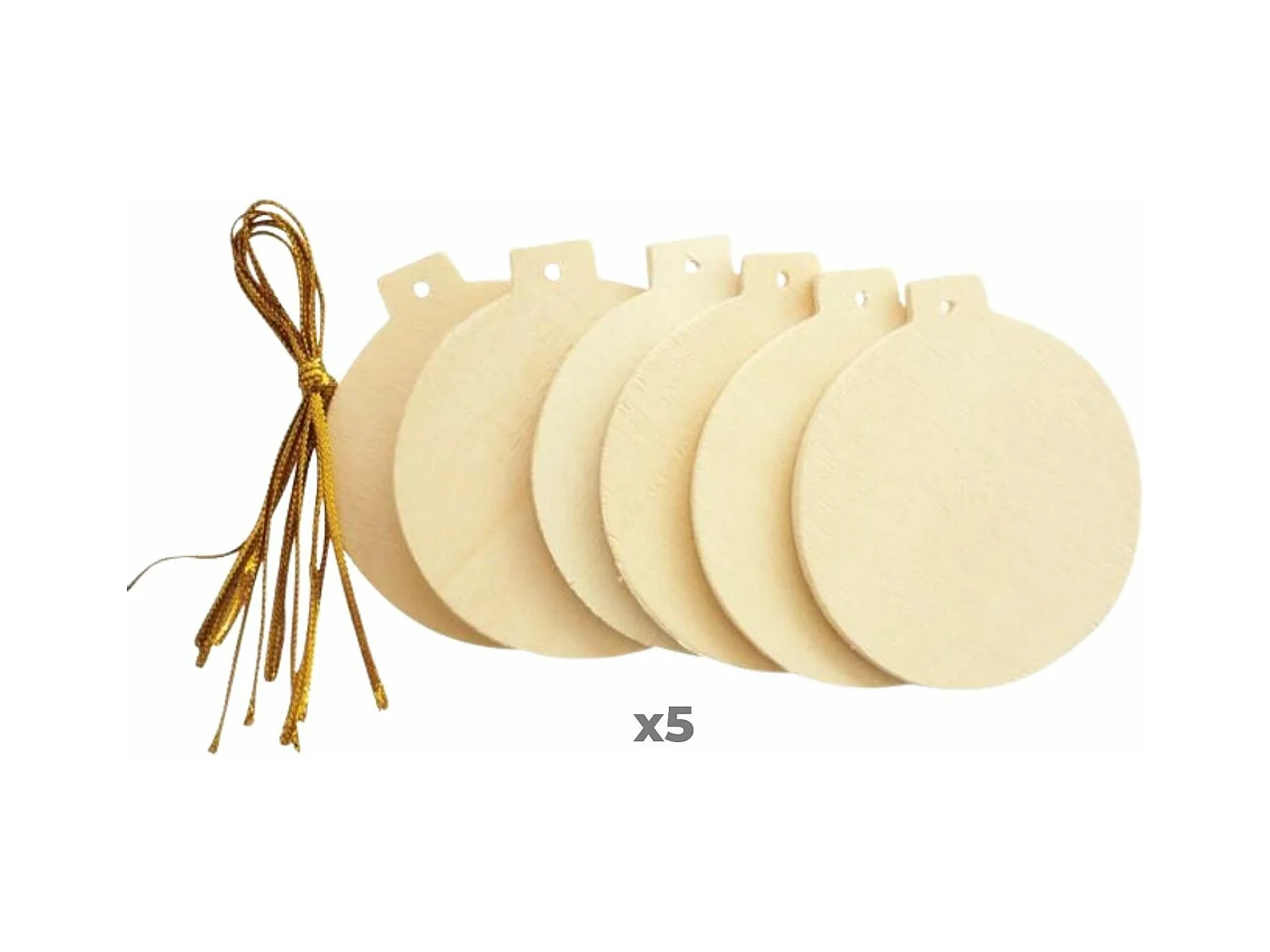 30 boules de Noël en bois plates à suspendre 6 cm