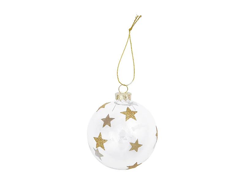 Boule de Noël en verre étoiles dorées Ø 8 cm
