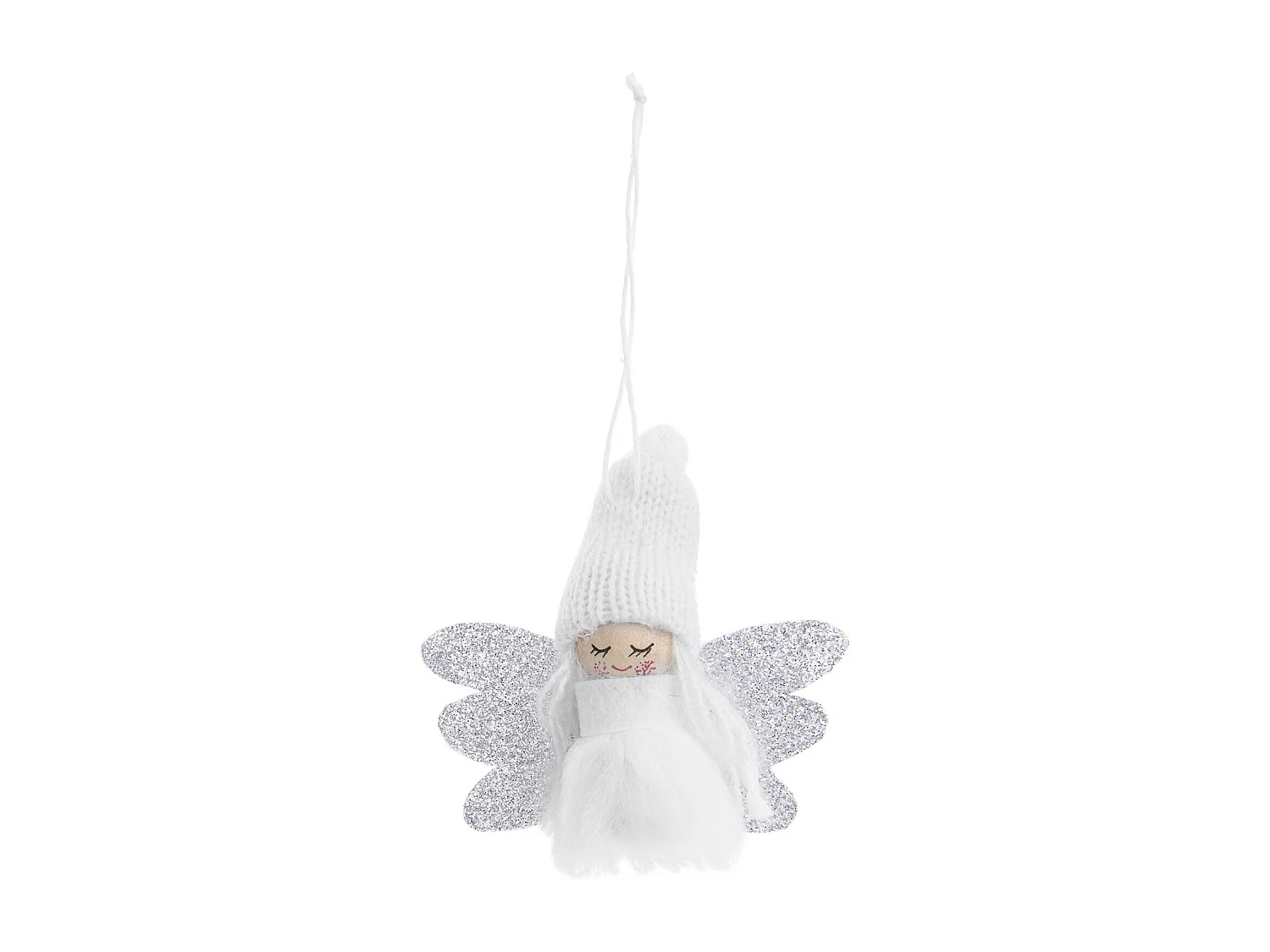 Kleiner Engel zum Aufhängen in Weiß und Silber