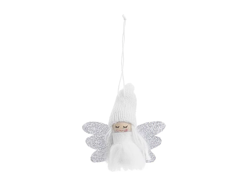 Kleiner Engel zum Aufhängen in Weiß und Silber