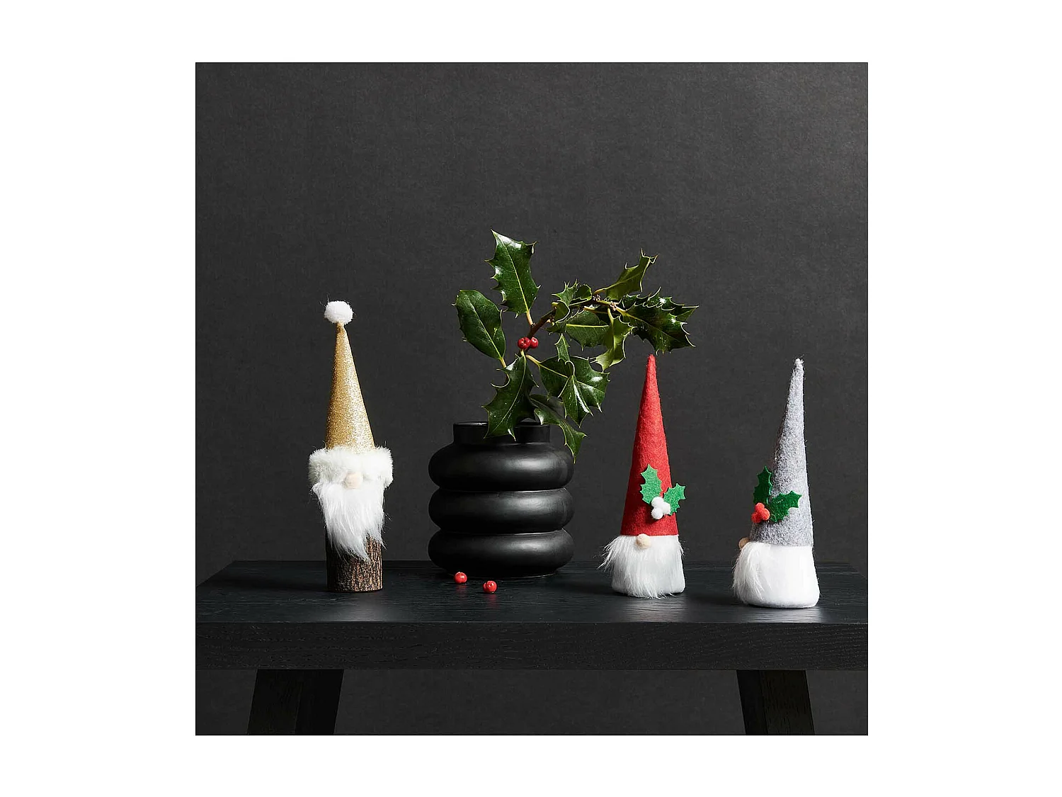 Lutin de Noël en feutrine rouge 16,5 cm