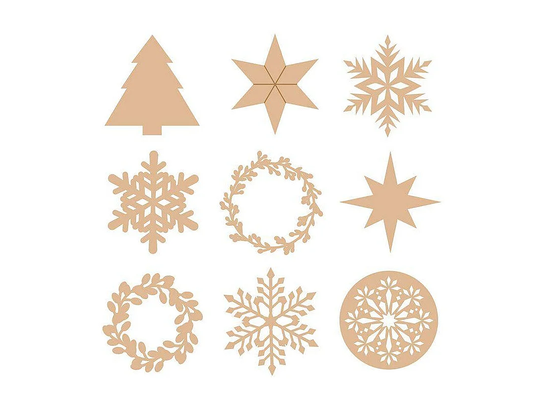 27 Mini Houten Decoraties - Vrolijk Kerstfeest