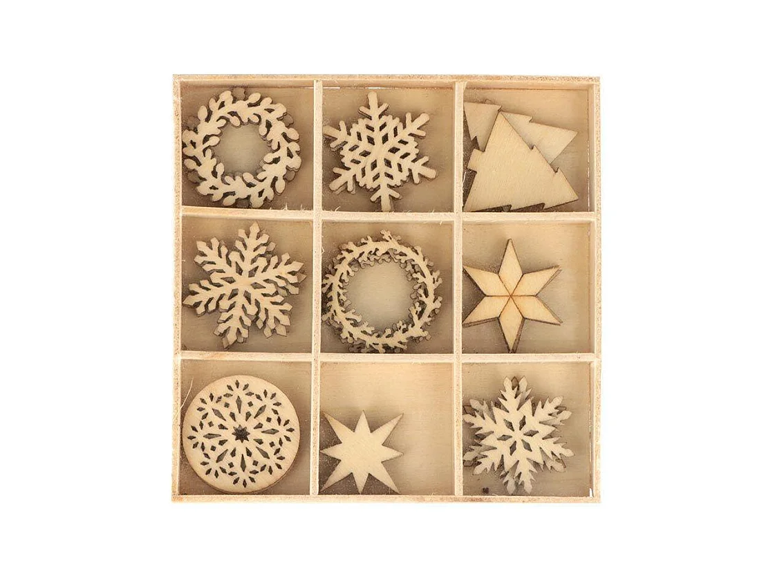 27 mini décorations en bois - Joyeux Noël