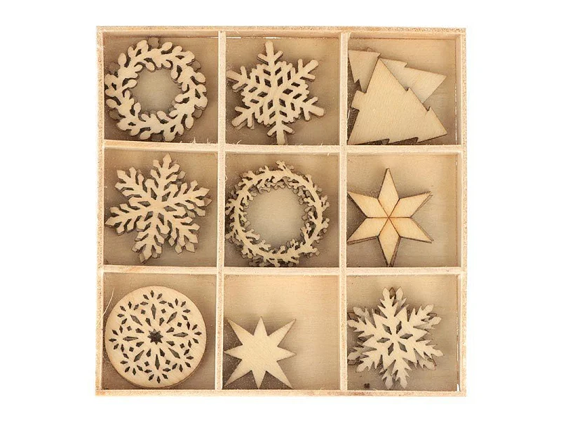 27 mini décorations en bois - Merry Christmas