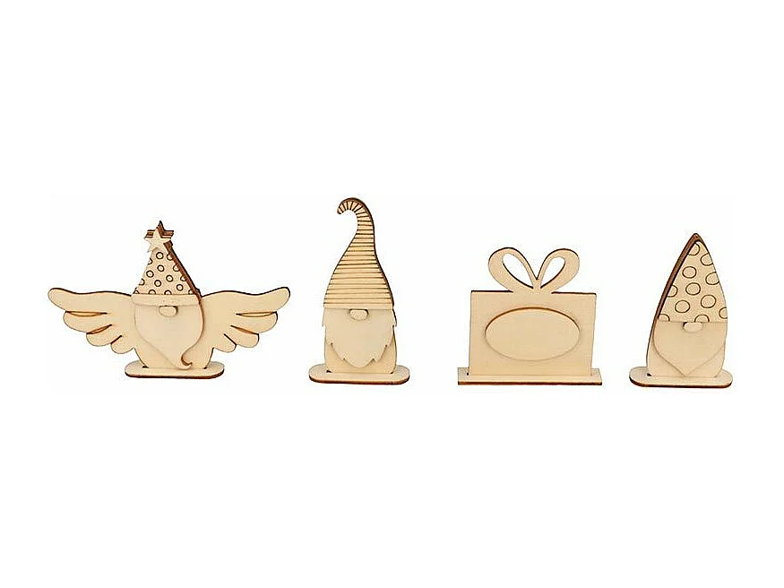 4 houten kerstsilhouetten om in elkaar te zetten
