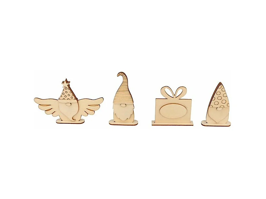 4 silhouettes en bois de Noël à monter
