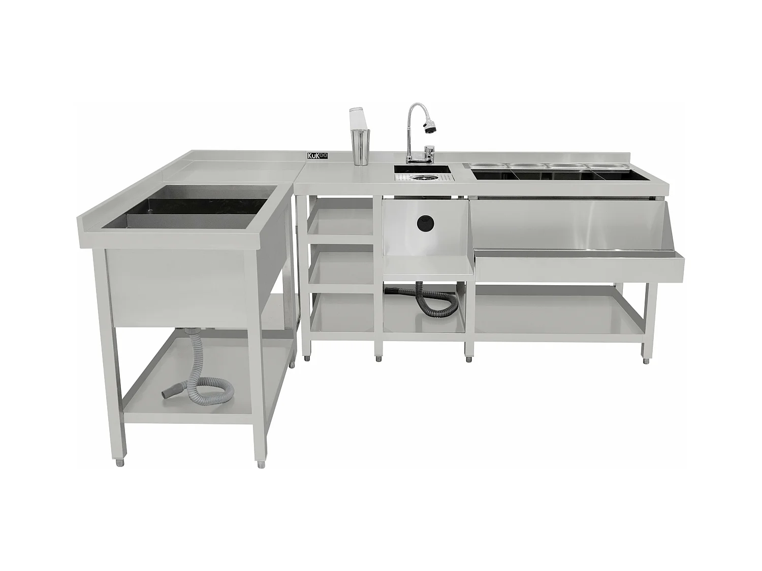 Bars à Cocktails Deluxe Bac de Glace Unité d’Angle Modulaire Acier Inoxydable