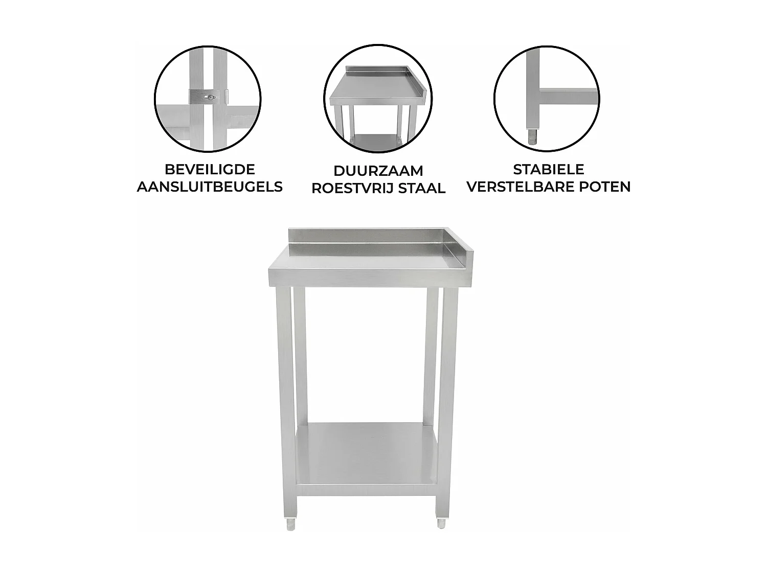 Bar à Cocktails Unité d’Angle & Crédence Acier Inoxydable 85 x 55 x 55 cm