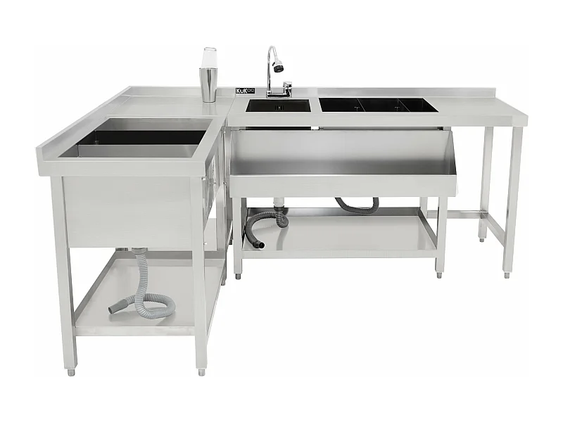 Cocktail Bar Station Ijsbak & Modulaire Hoekeenheid Roestvrij Staal Werkstation