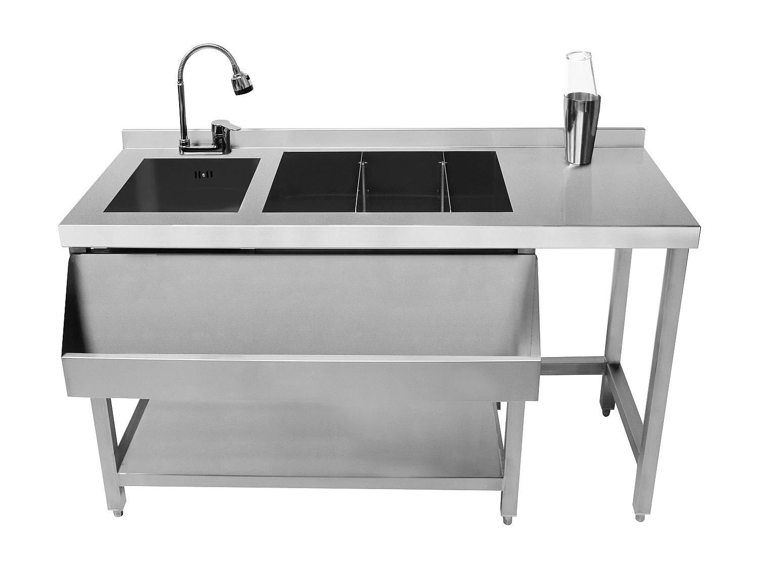 Cocktail Bar Station Ijsbak & Modulaire Hoekeenheid Roestvrij Staal Werkstation