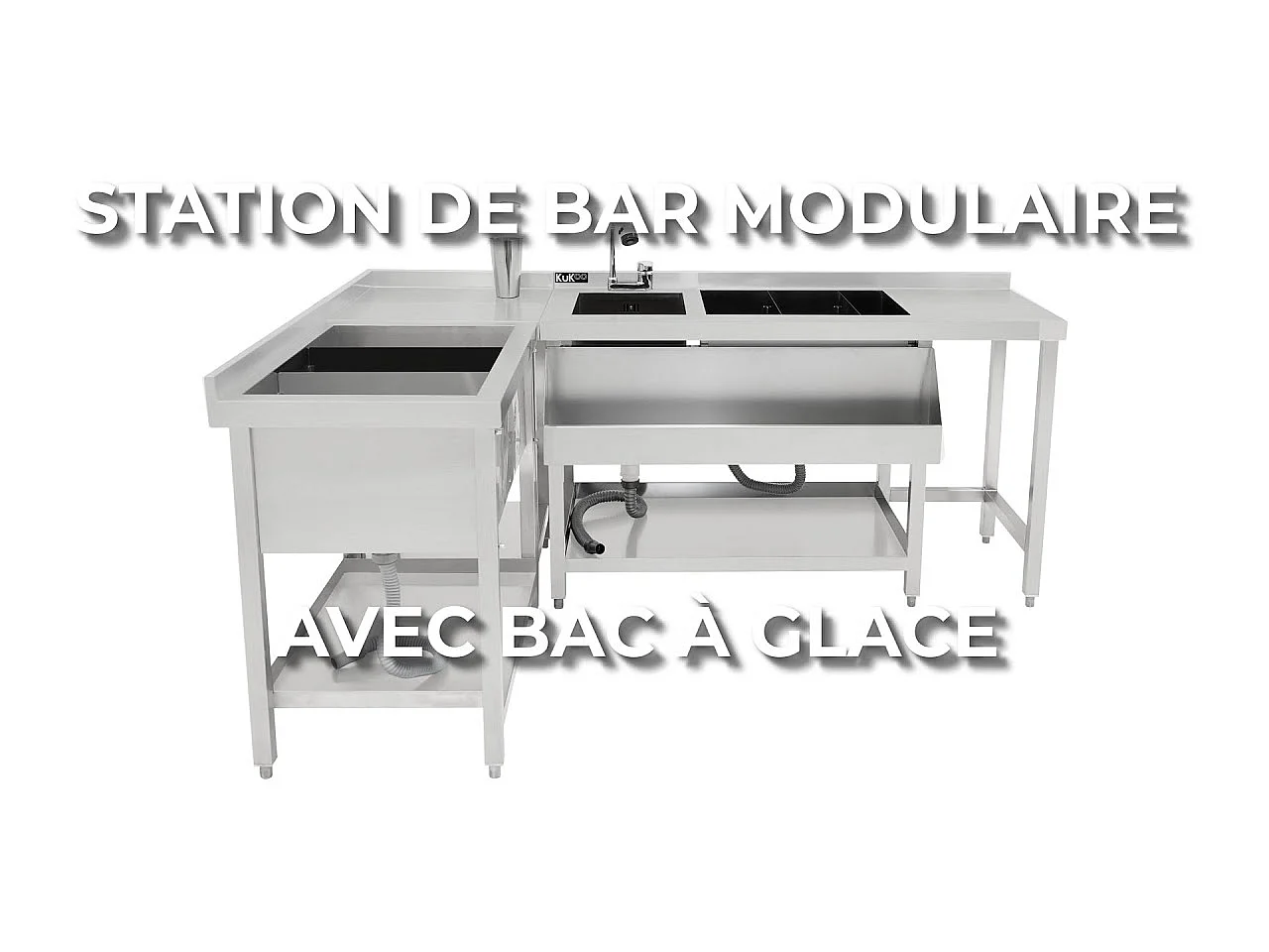 Bars à Cocktails Bac de Glace Unité d’Angle Modulaire Acier Inox Banc de Travail