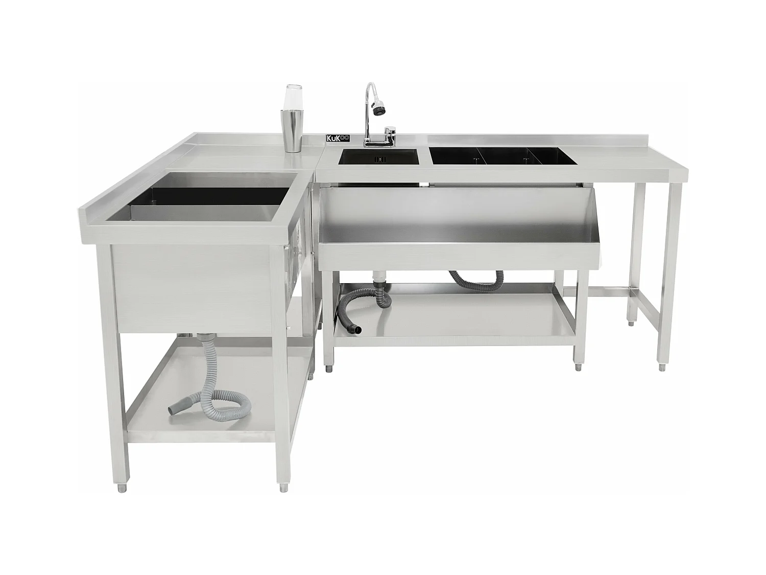 Bars à Cocktails Bac de Glace Unité d’Angle Modulaire Acier Inox Banc de Travail