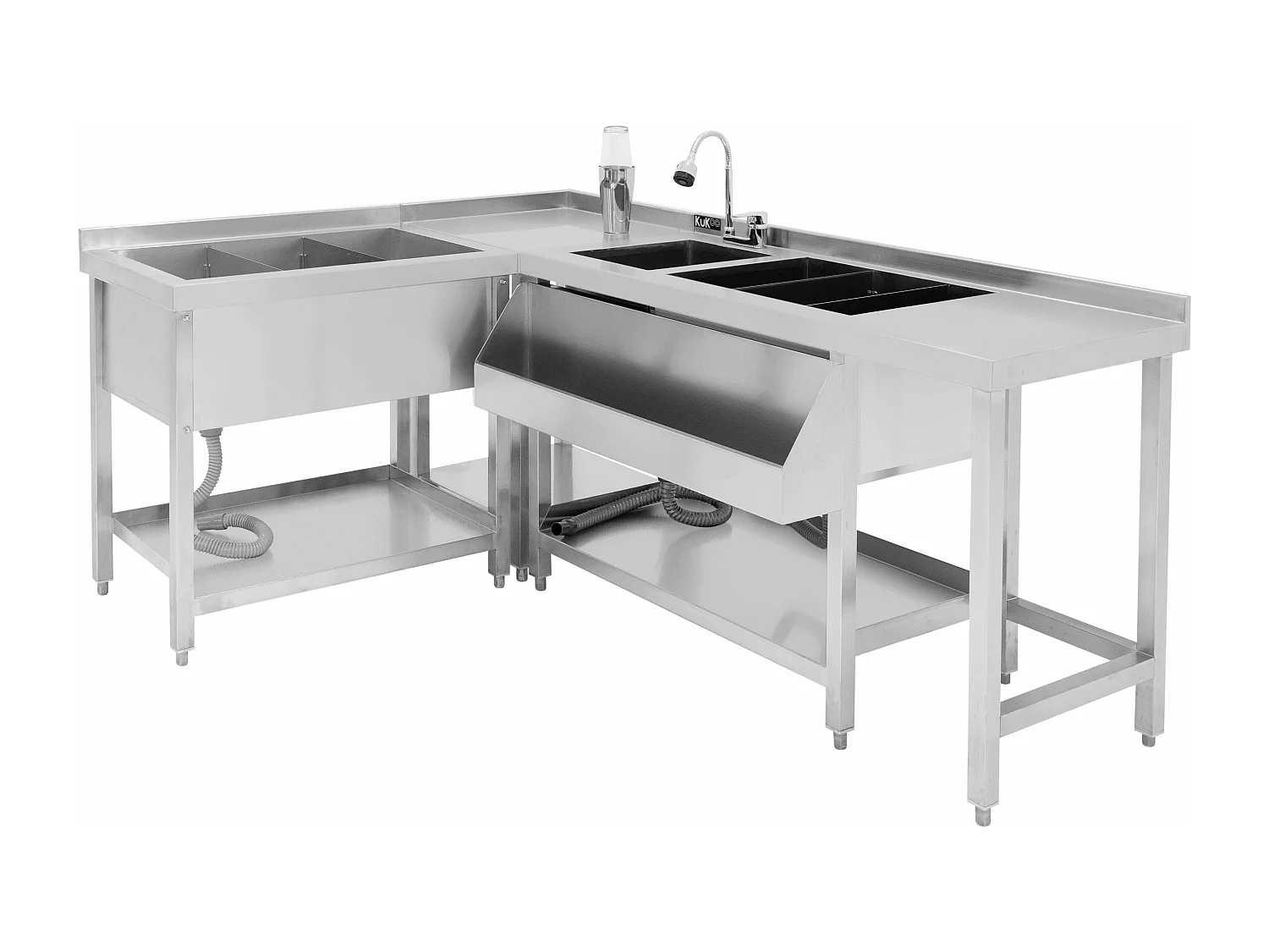 Bars à Cocktails Bac de Glace Unité d’Angle Modulaire Acier Inox Banc de Travail