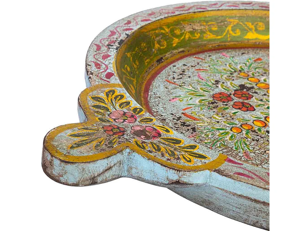 Plateau en bois peint à la main vert 50x39x5h cm