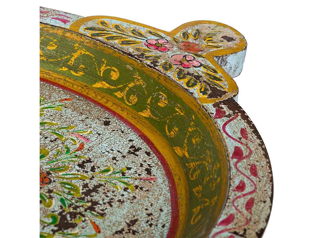 Plateau en bois peint à la main vert 50x39x5h cm