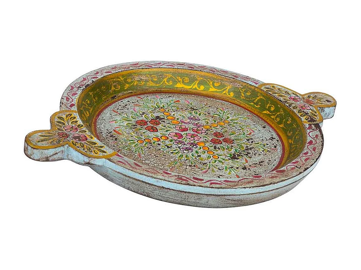 Handbemaltes Holztablett grün 50x39x5h cm