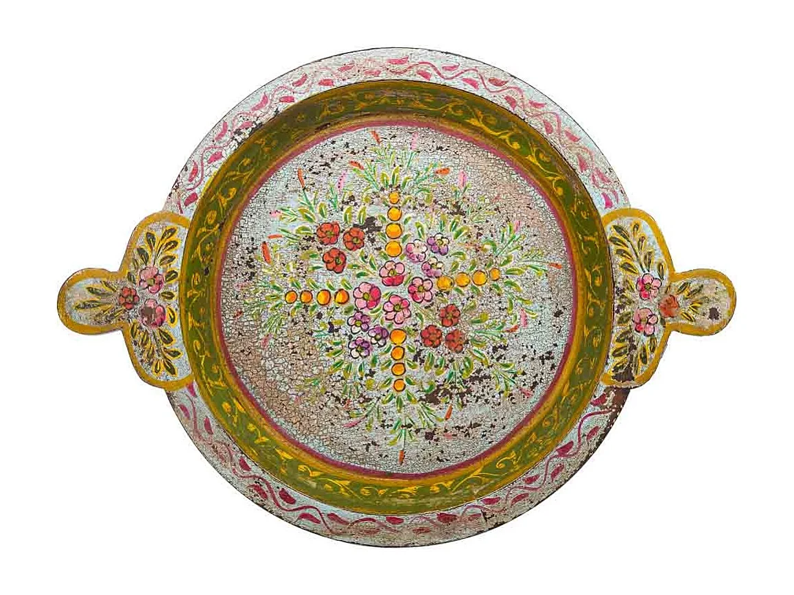 Handbemaltes Holztablett grün 50x39x5h cm