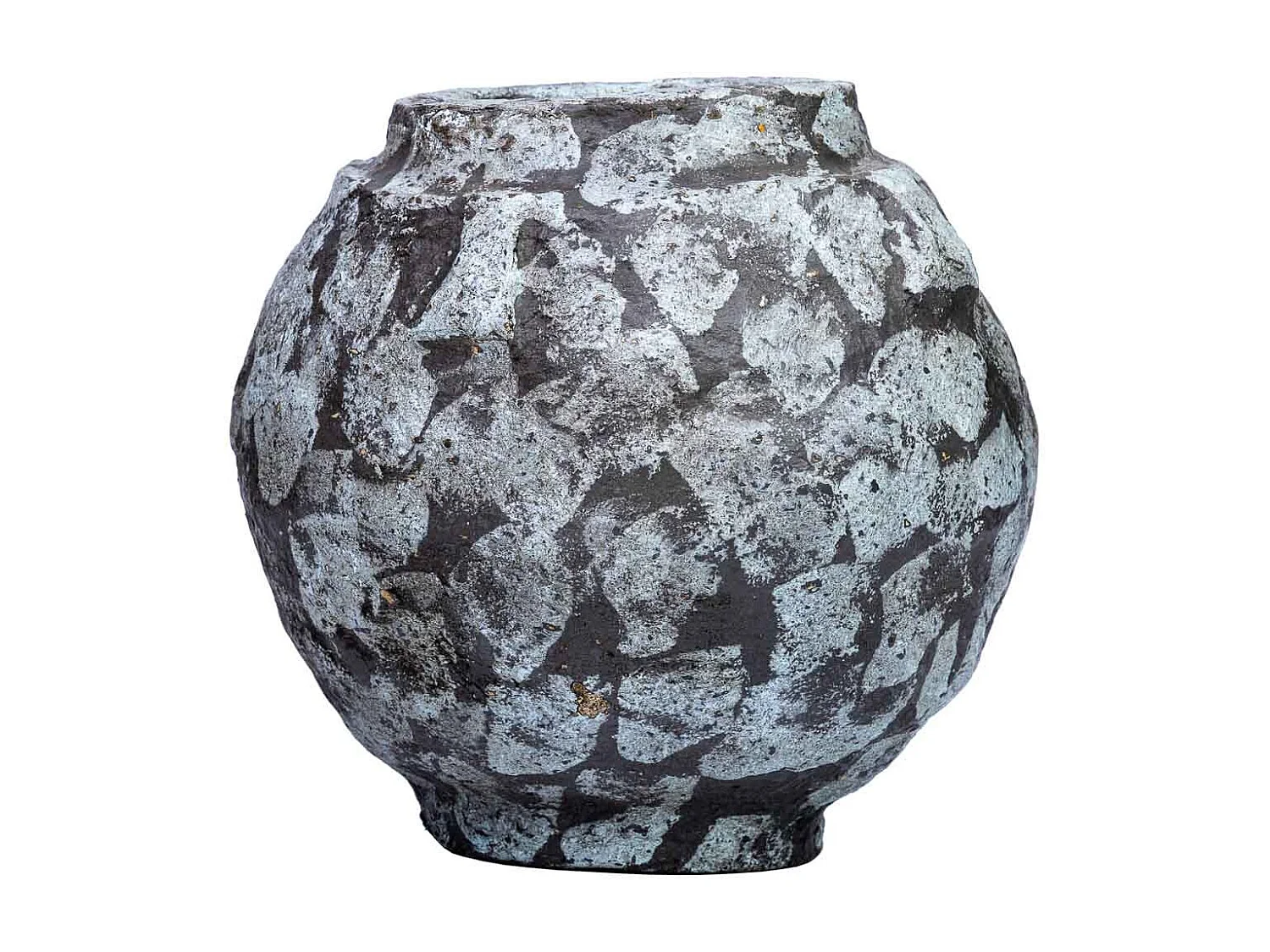 Vaso em papel maché com acabamento artesanal cinza antigo 27x27x24h cm