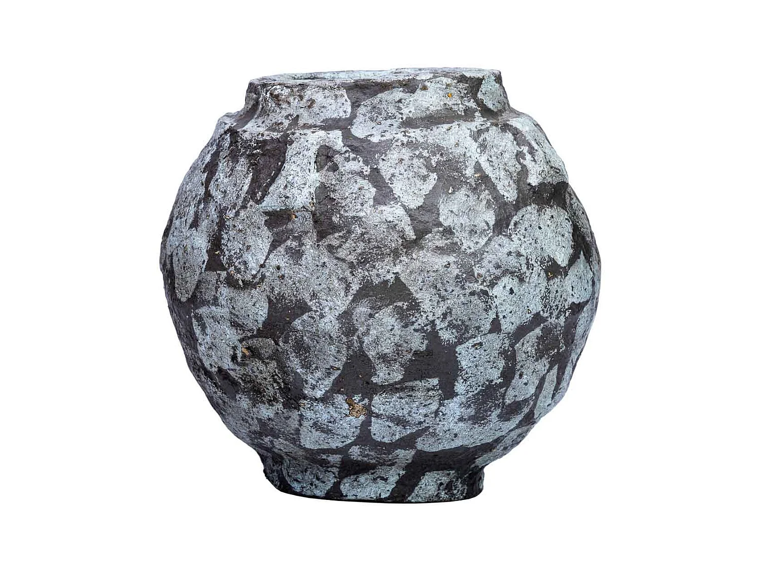 Vase en papier mâché finition artisanale gris antique 27x27x24h cm
