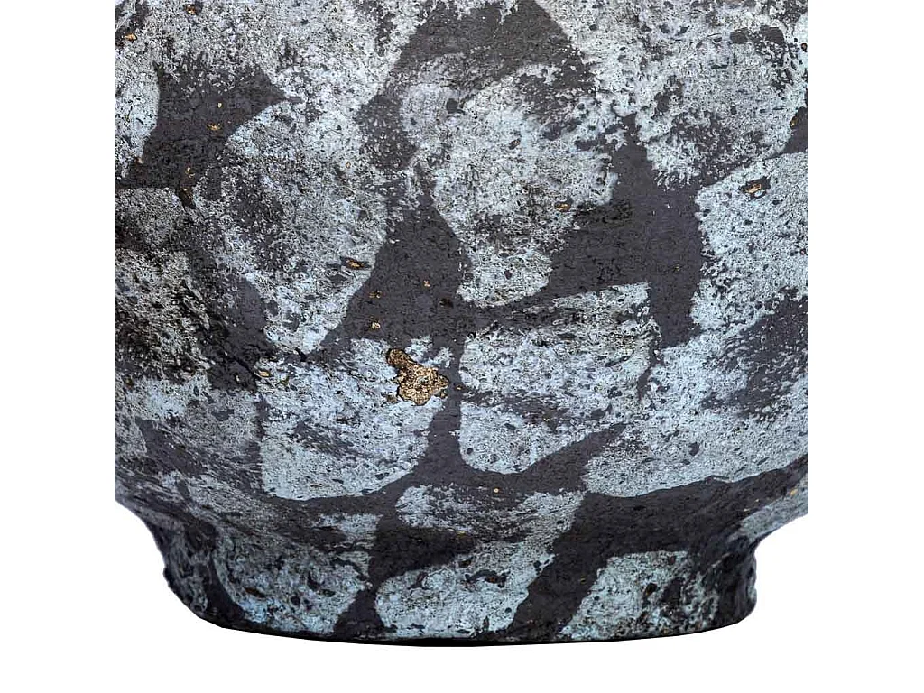 Vaso em papel maché com acabamento artesanal cinza antigo 27x27x24h cm