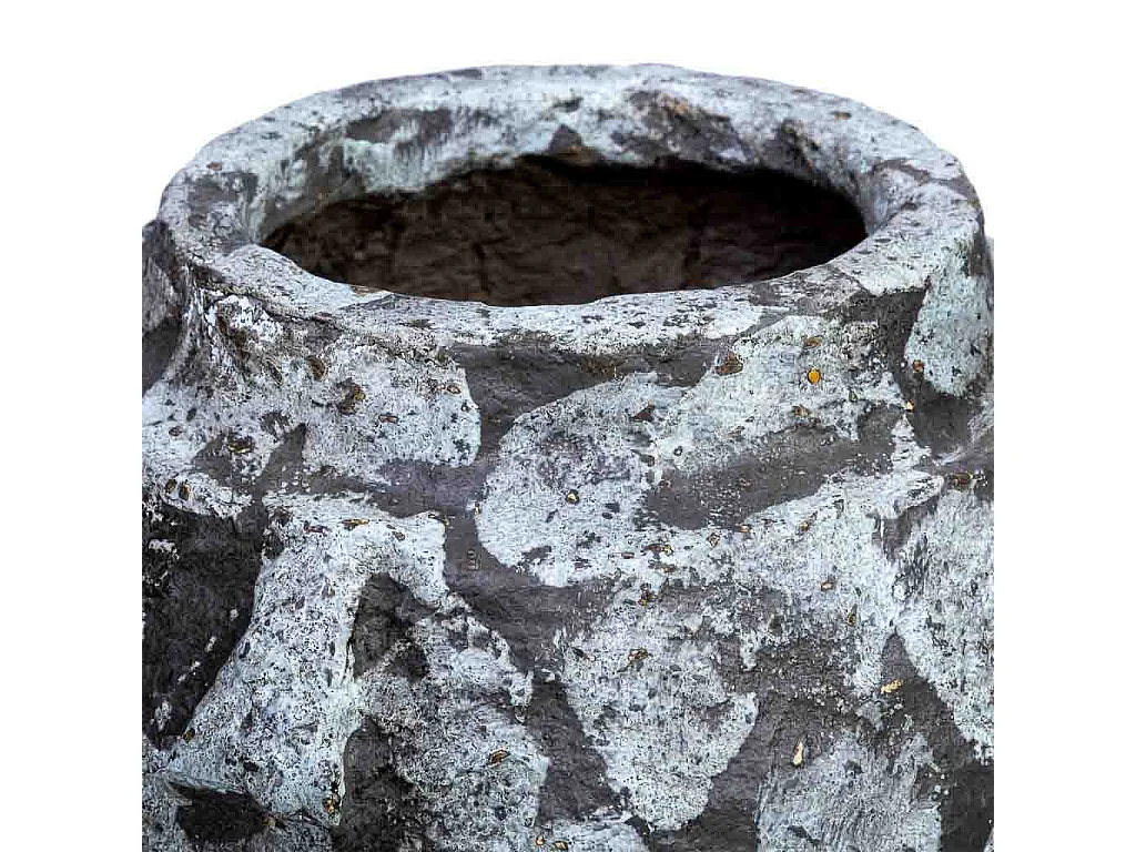 Vaso in cartapesta invecchiato blu 27x27x24h cm