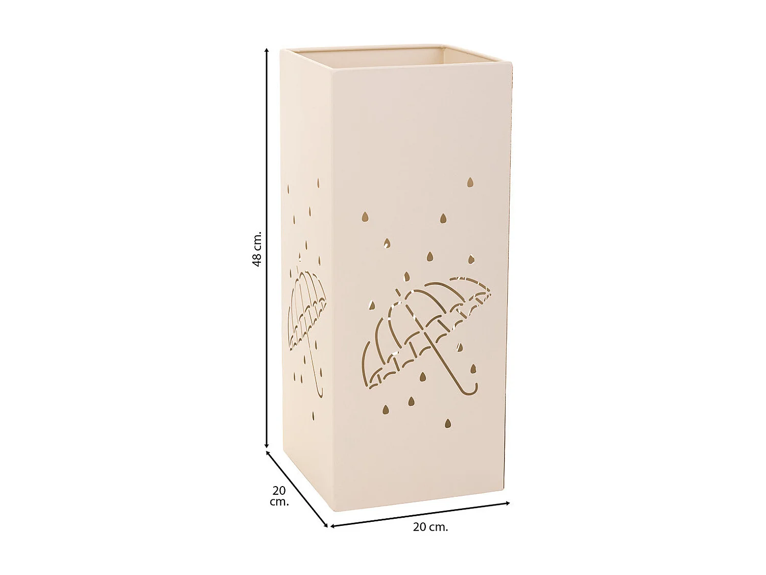 Porta guarda-chuva quadrado em metal branco 20x20x48h cm