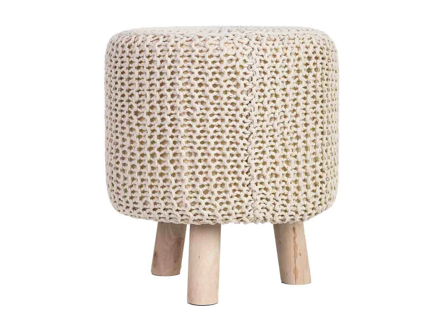 Sgabello in cotone intrecciato e legno giallo 35x35x44h cm