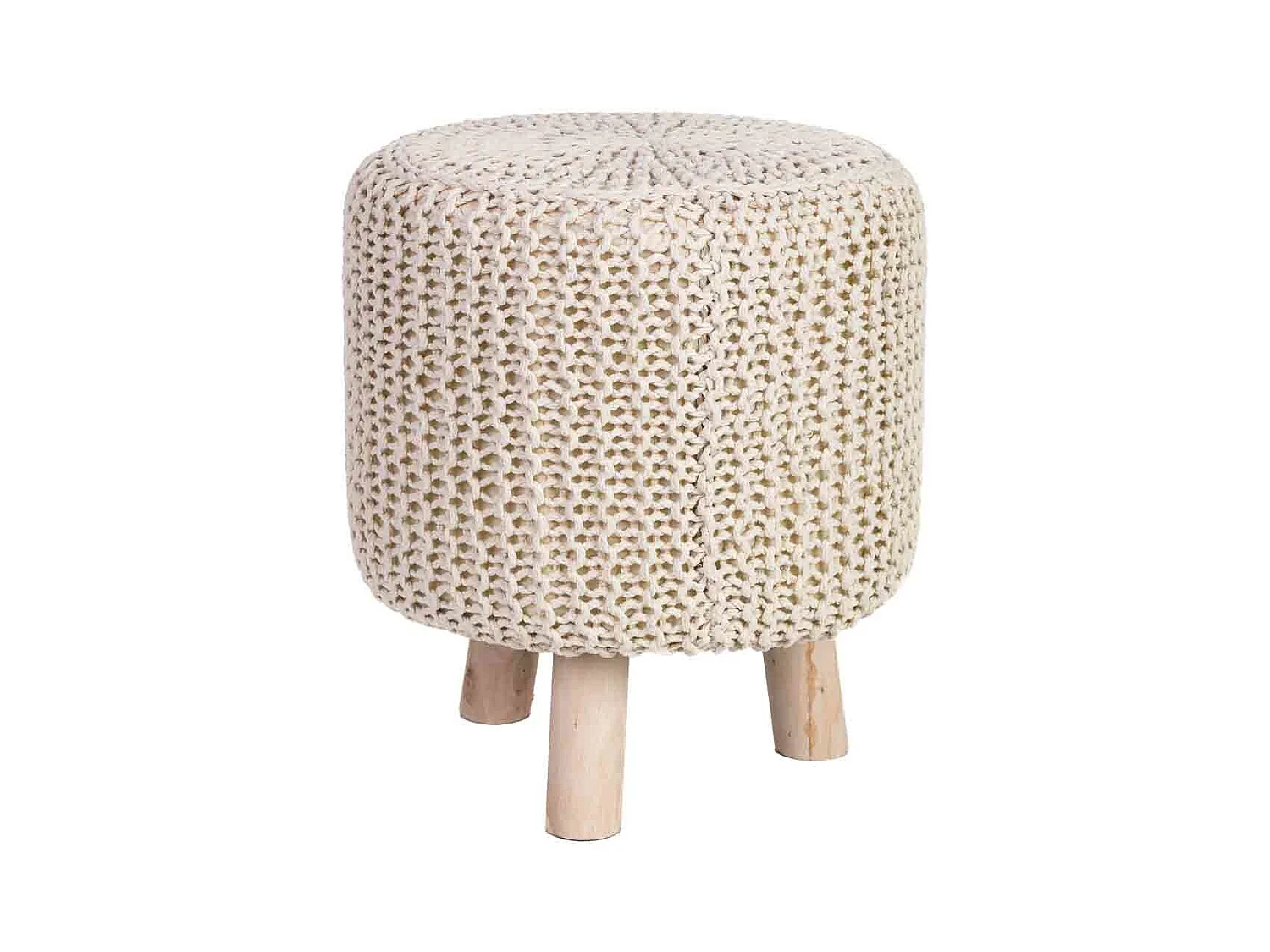 Sgabello in cotone intrecciato e legno giallo 35x35x44h cm