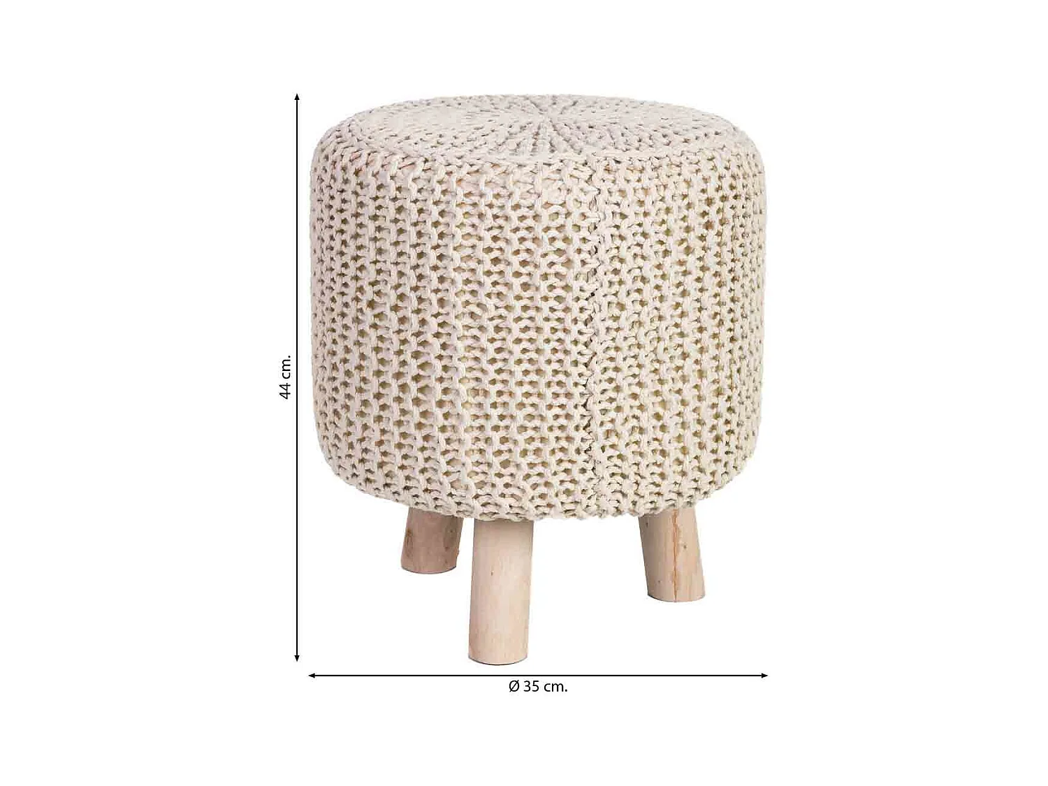 Sgabello in cotone intrecciato e legno giallo 35x35x44h cm