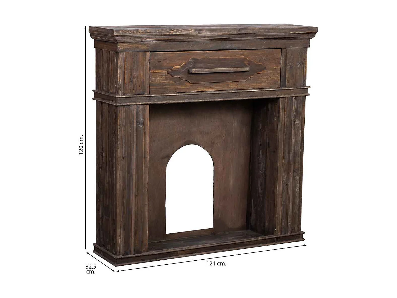 Marco de chimenea de madera 121x32.5x120h cm
