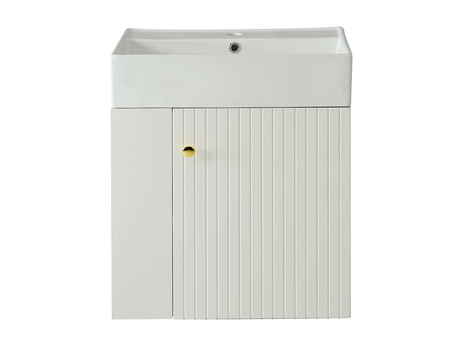 Opgehangen badkamerkast met 55 cm gebouwd -in bassin, deur en 2 nissen - wit - 55x31x66,5 cm