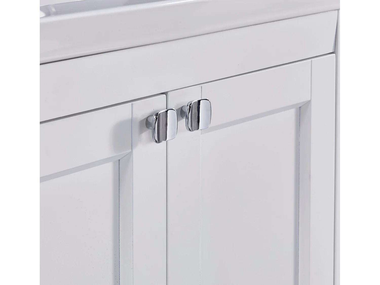 Meuble de salle de bain avec vasque en céramique à encastrer - 60 cm - Blanc - facile à installer