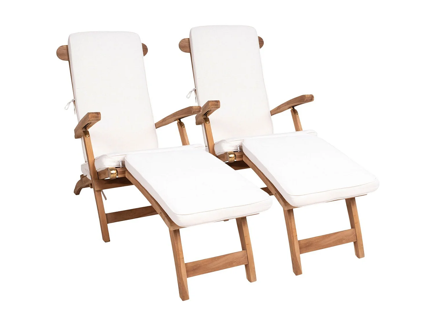 2 Chaises longues en teck ARRECIFE avec coussin