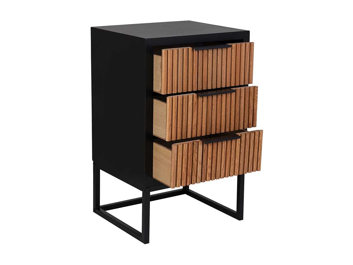 Mesita de 3 cajones de madera y metal 43x37x70h cm