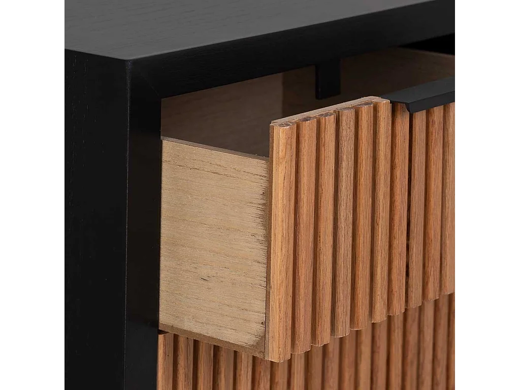 Mesita de 3 cajones de madera y metal 43x37x70h cm