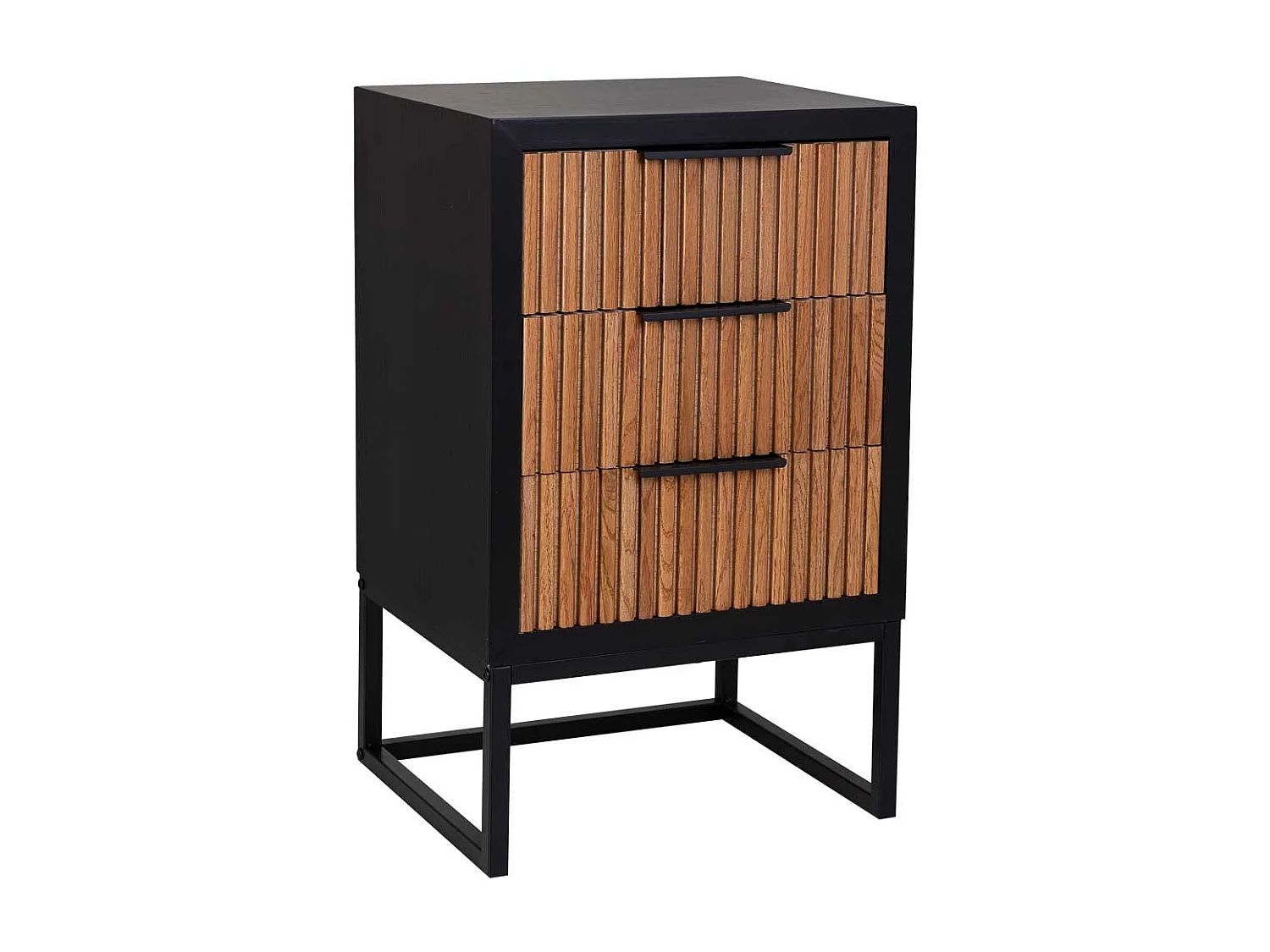 Mesita de 3 cajones de madera y metal 43x37x70h cm