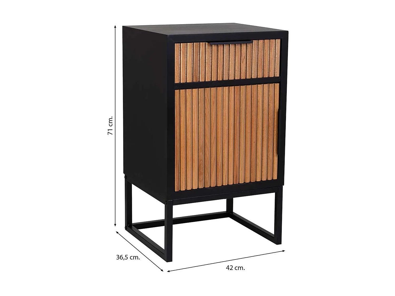 Secretária em madeira e metal com 1 gaveta e 1 porta 42x36,5x71h cm