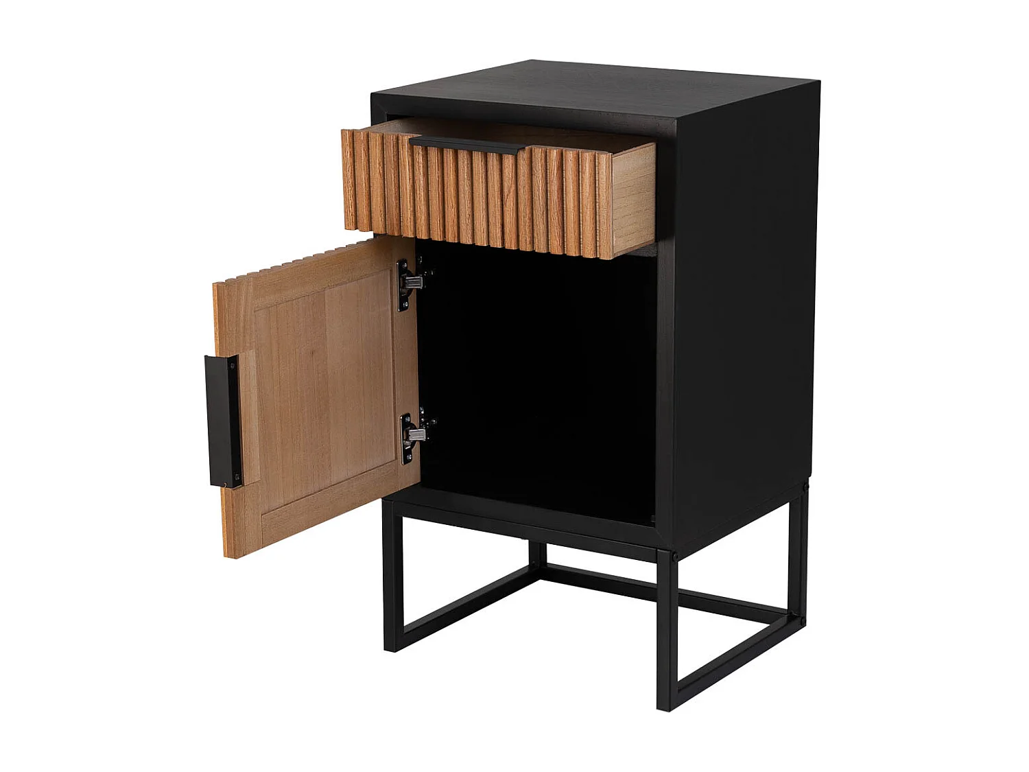 Tisch aus Holz und Metall mit 1 Schublade und 1 Tür 42x36,5x71h cm