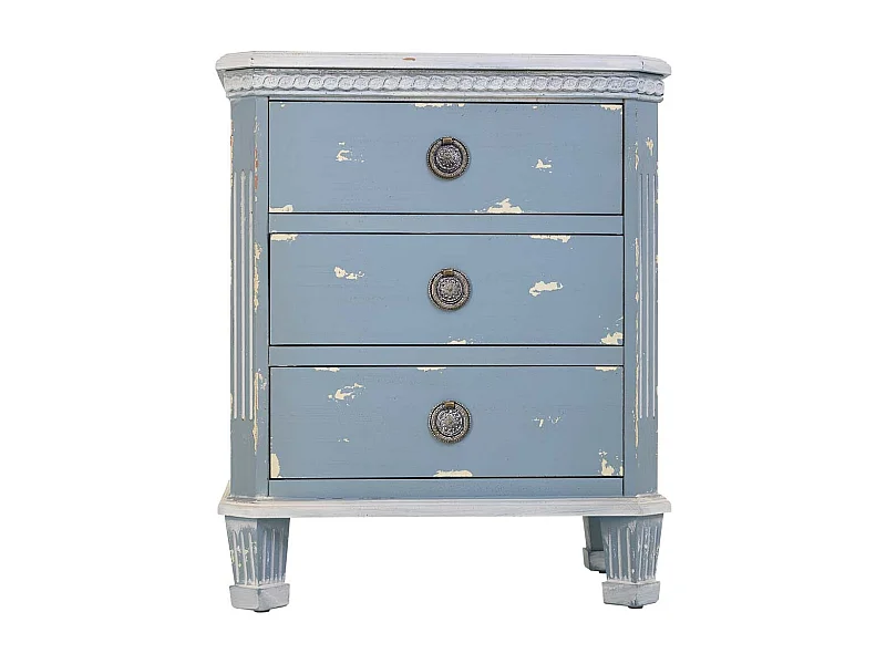 Secretária em madeira azul com 3 gavetas 50x35x60h cm