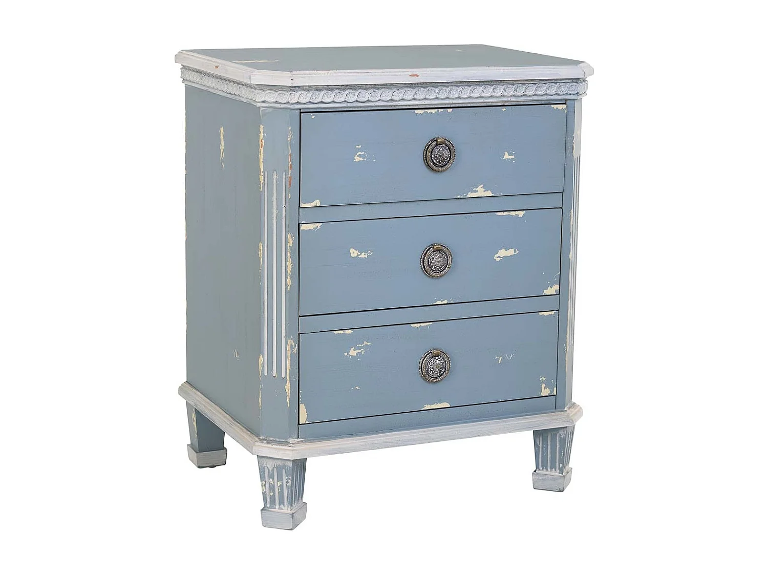 Secretária em madeira azul com 3 gavetas 50x35x60h cm