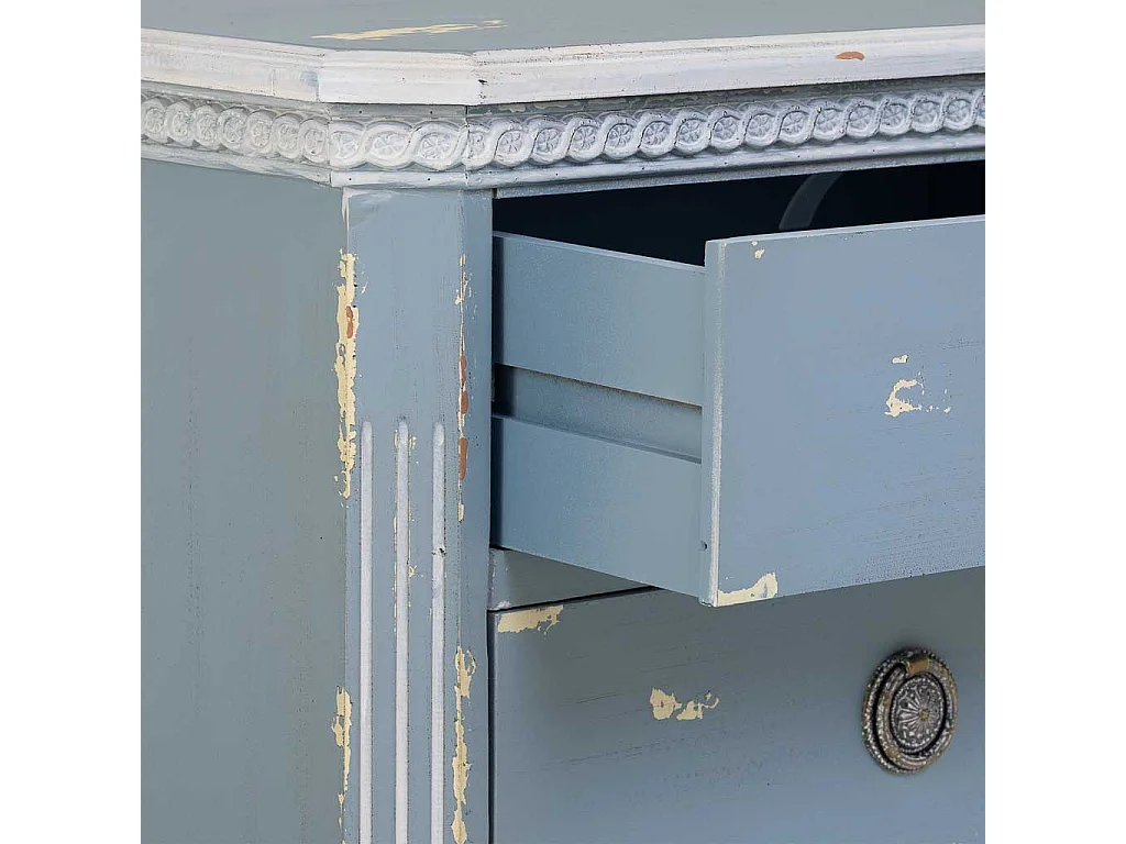 Secretária em madeira azul com 3 gavetas 50x35x60h cm