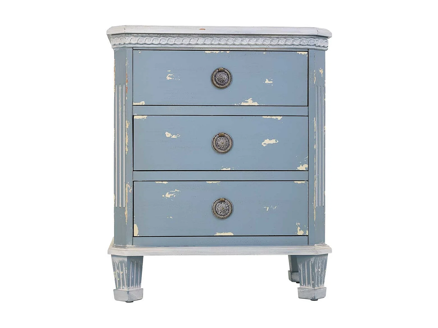 Secretária em madeira azul com 3 gavetas 50x35x60h cm