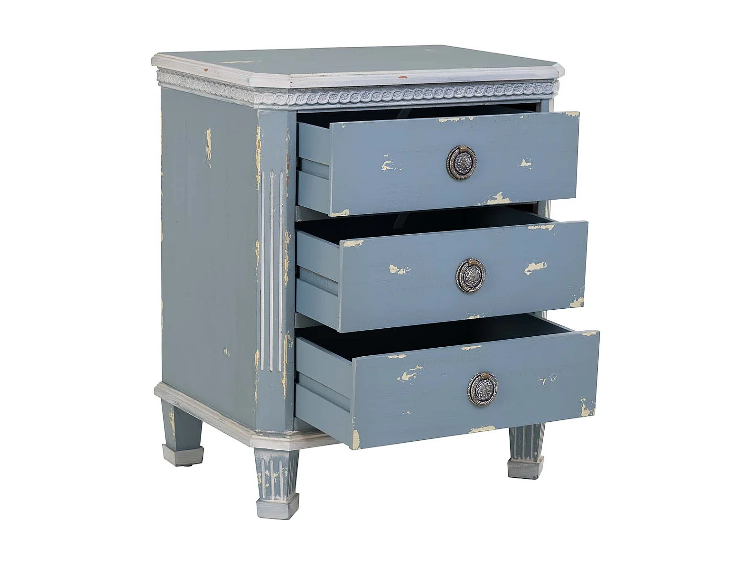 Secretária em madeira azul com 3 gavetas 50x35x60h cm