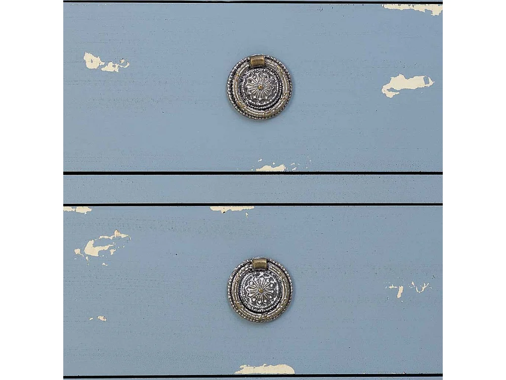 Secretária em madeira azul com 3 gavetas 50x35x60h cm