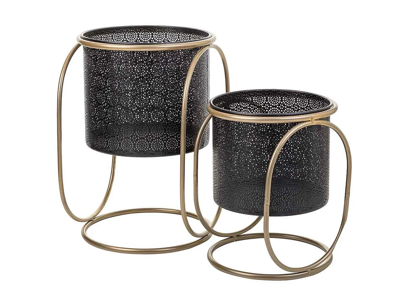 Conjunto de 2 Vasos de flores em metal preto