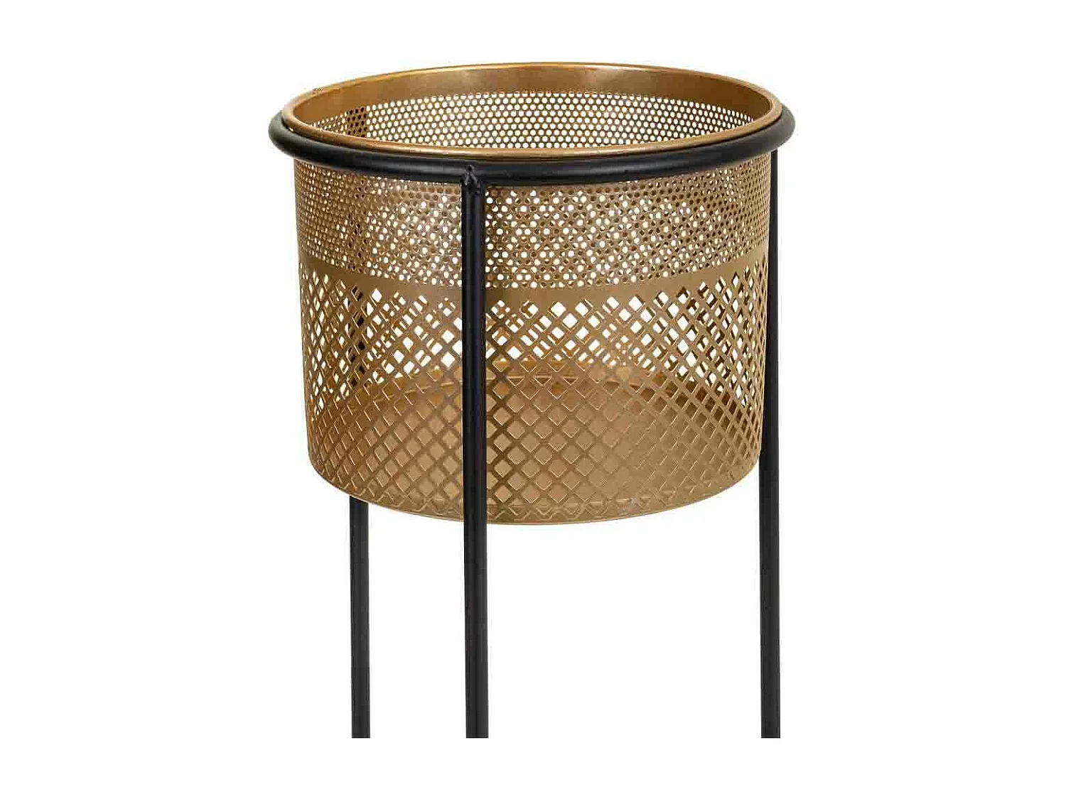 Macetero con pie de metal 24x24x50h cm