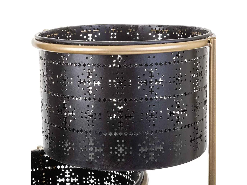 Suporte de metal com 3 Vaso de floress de metal preto 80x26x68