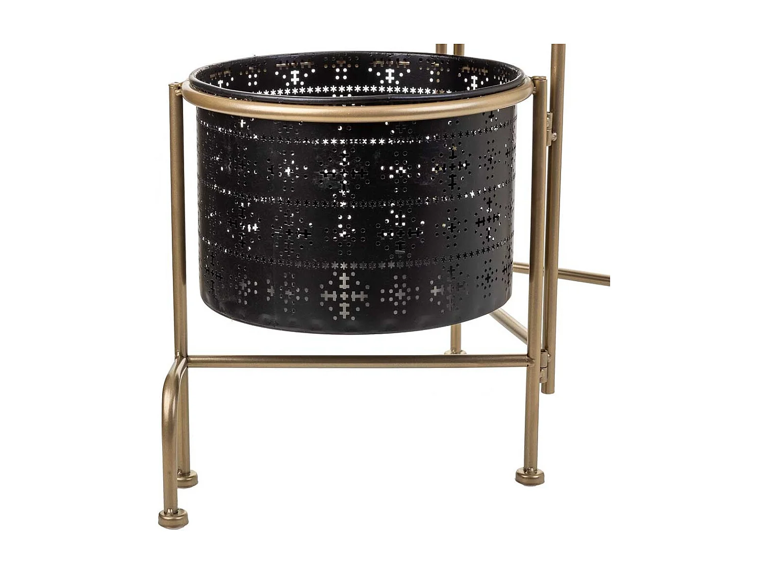 Support en métal avec 3 jardinières en métal noir 80x26x68